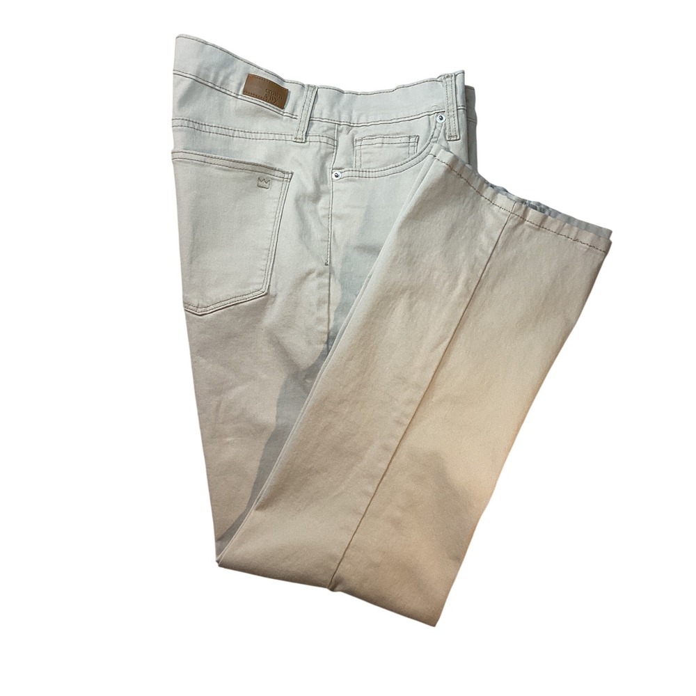 Crown & Ivy Kick Flare Pants Women 8 Tan Beige Minimalist Preppy Coastal Classic